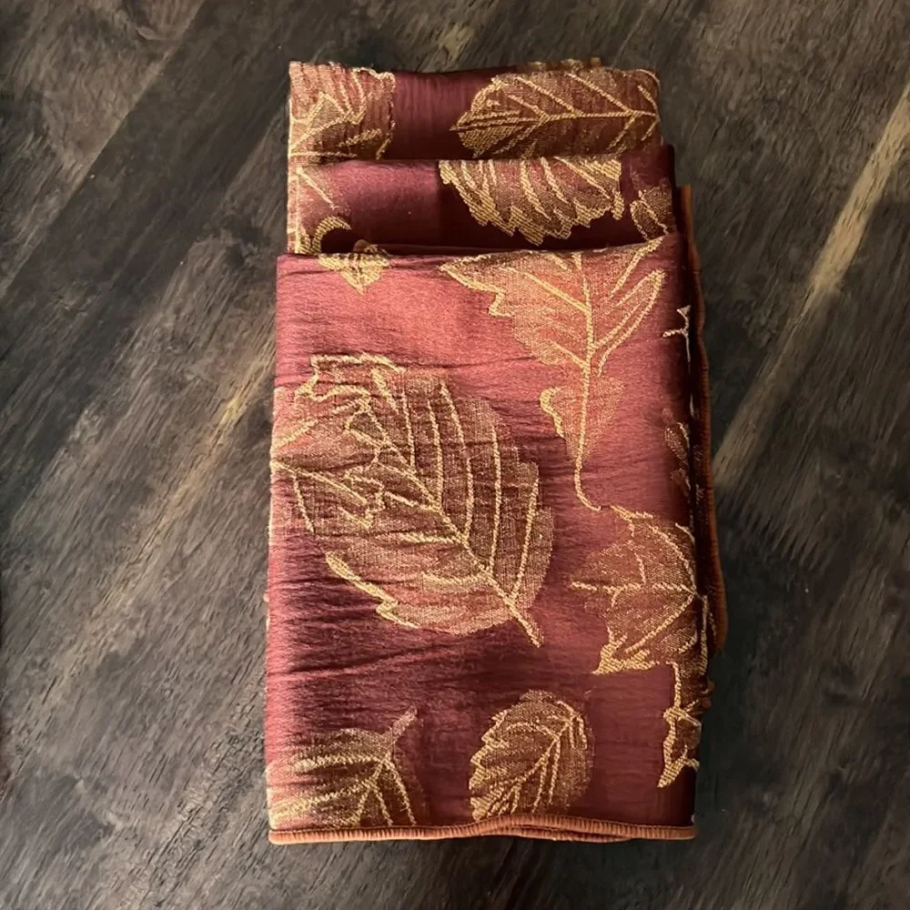 Autumnal Set of 3 Leaf Reversible Quilted Placemats and (3) Napkin Mismatch Set